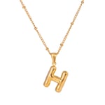 Gold color / 1 Piece Simple Casual Style Letter H Shape Stainless Steel  Gold Color Women's Pendant Necklace Picture8